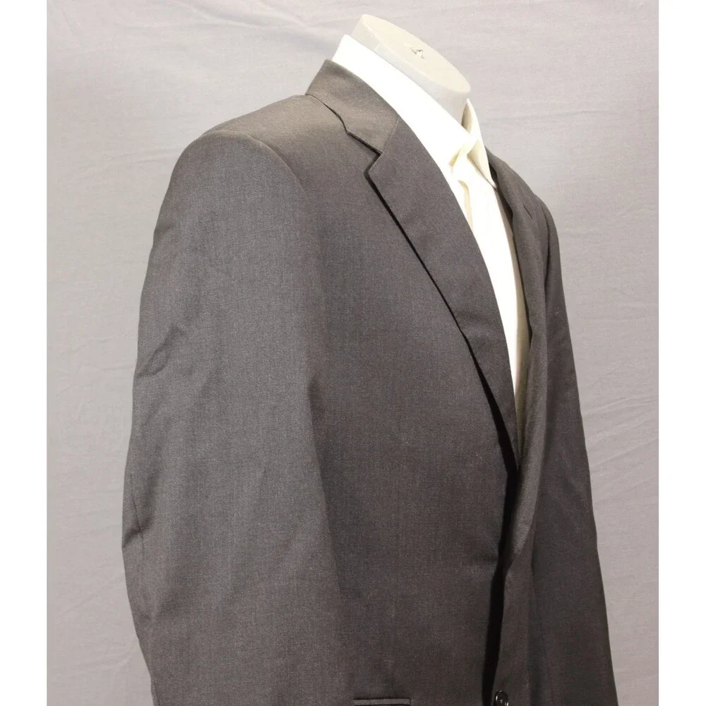 Canali Suit Mens Charcoal Gray Wool 2 Piece Suit 2 Btn 48R  (44R) Flat front 34